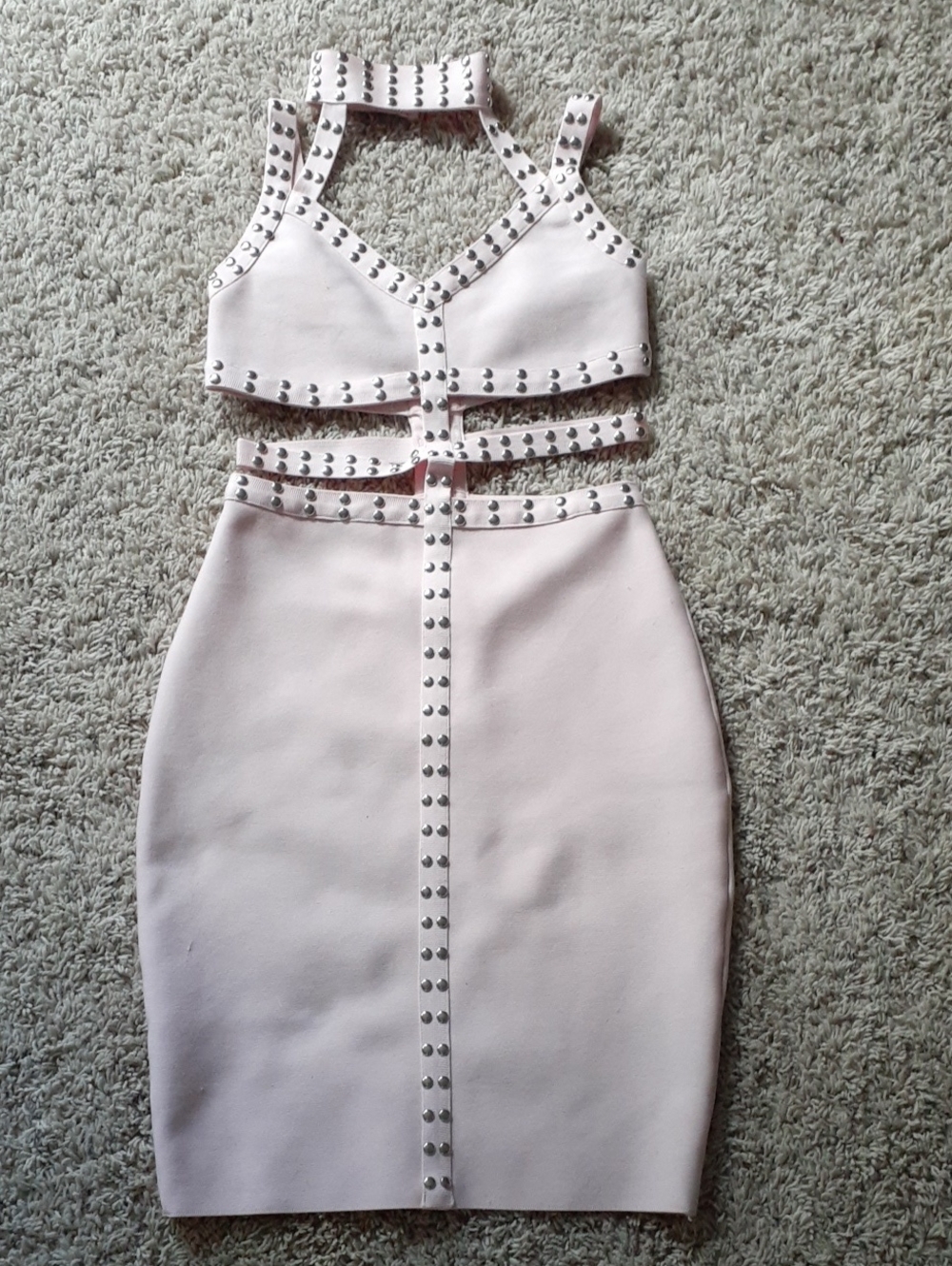 Source Unknown Blush Pink Studded Two-Piece Bodycon Set